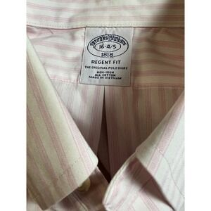 Brooks Brothers 1818 Regent Fit Non Iron Pink Stripe Dress Shirt Mens 16 4 5